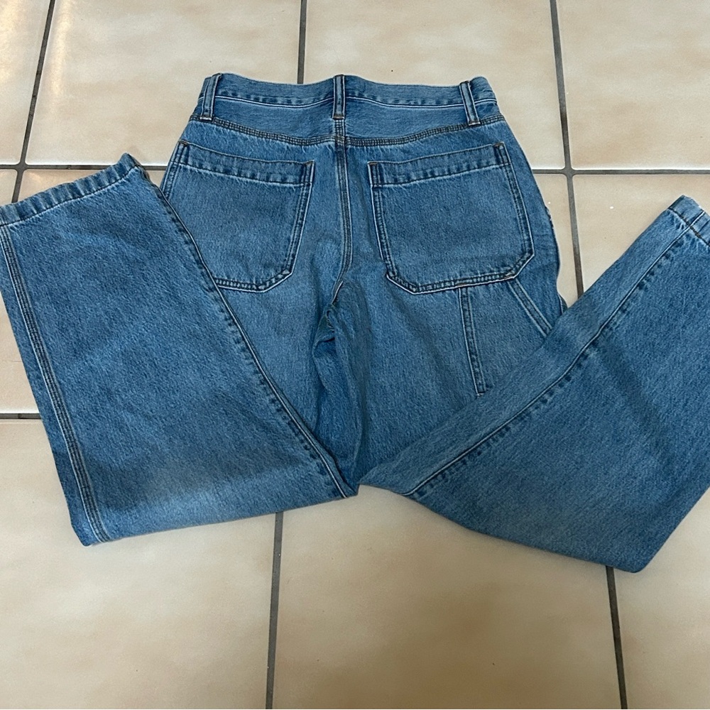 Madewell The Perfect Vintage Med Light Wash Straight Utility Carpenter Jeans 25 - Picture 12 of 16